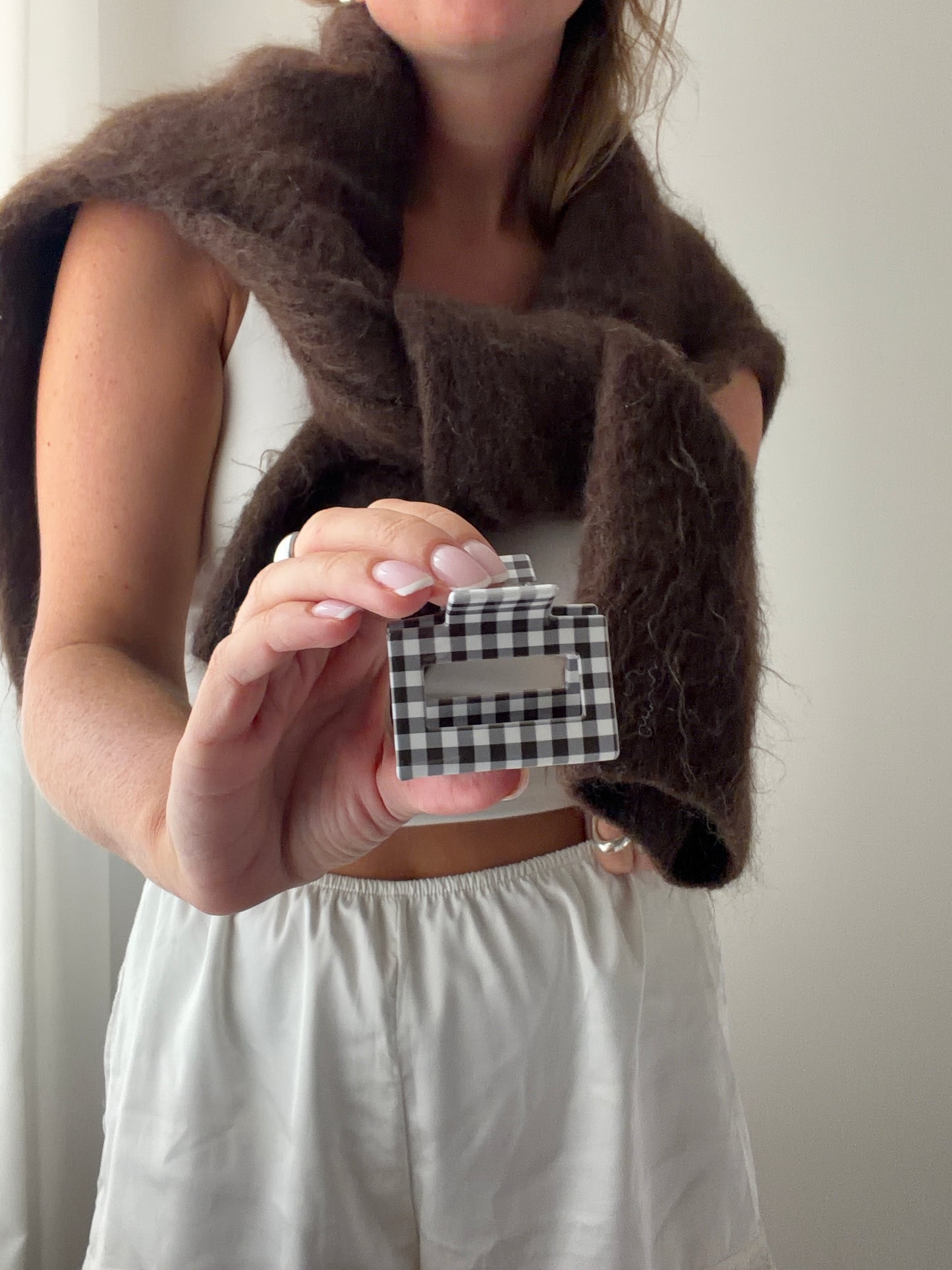 JOSEFIN CLIP in brown gingham